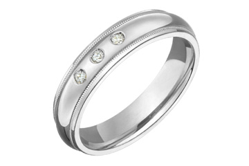 3/50 Carat White Gold Three-Stone Diamond Wedding Band