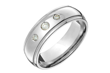 3/25 Carat White Gold Three Diamond Wedding Band