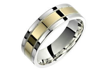 Silver Wedding Band With Yellow Gold Inlay