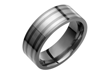 Titanium & Multiple .925 Silver Inlay Ring