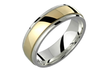 Silver & Yellow Gold Inlay Wedding Band