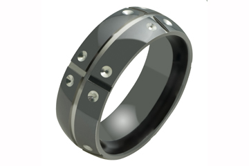 Black Titanium and Grey Titanium Grooved Matrix Ring