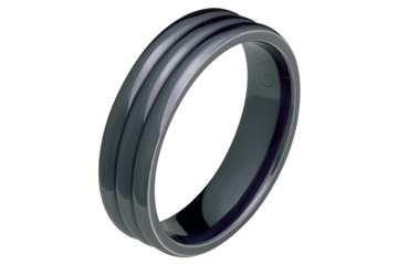 Three Radius Black Titanium Wedding Band