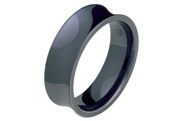 Black Titanium Ring With Concaved Center