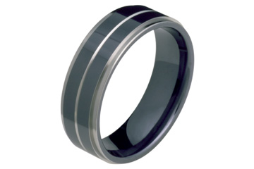 Black and Grey Titanium Carved Band