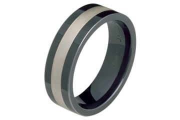 BlackTitanium and Satin Silver Inlayed Band
