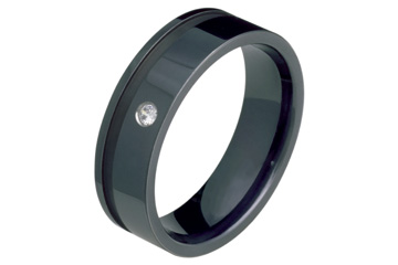 Black Titanium Band with a Solitaire Diamond