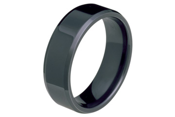 Black Titanium Band with Bevelled Edges