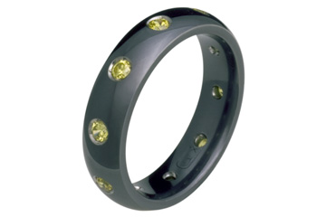 8/10 Carat Yellow Diamond Eternity Black Titanium Ring