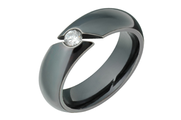 3/25 Carat Diamond Tension Set Black Titanium Ring