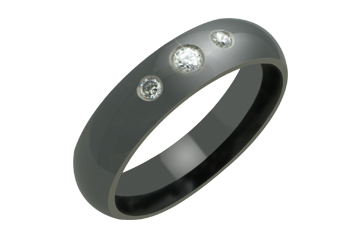 Triple Diamond Black Titanium Ring