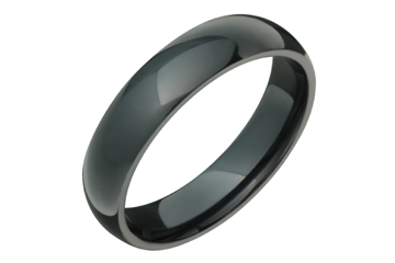 Black Titanium Half Round Comfort Fit Ring