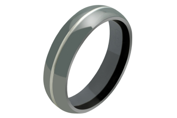 Domed Black Titanium Ring with Single Groove