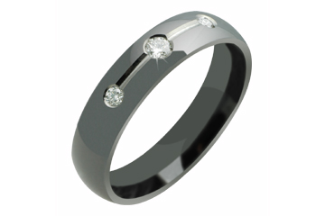 3/20 Carat Black Titanium Ring with Three Diamonds