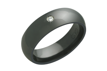 Diamond Domed Black Titanium Ring
