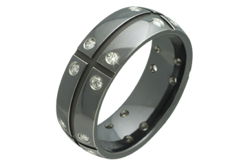 4/10 Carat Carved Black Titanium Diamond Ring
