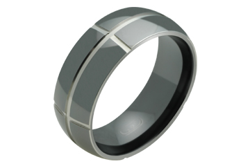 Carved Black Domed Titanium Ring
