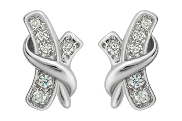 7/50 Carat Swirled 14K White Gold Diamond Earrings