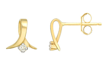 1/25 Carat Yellow Gold Looped Diamond Earrings