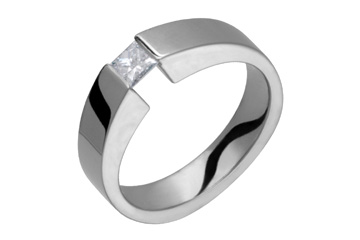 Titanium Tension Set Square Cubic Zirconia Ring