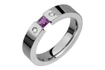 Titanium Diamond & Amethyst Tension Ring