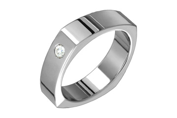 1/20 Carat Flat Style Titanium Band With Diamond