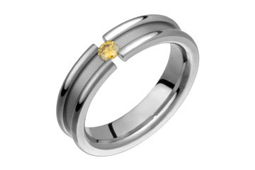 1/10 Carat Titanium Tension Set Yellow Diamond Ring