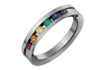 Multicolored Gemstone Rainbow Titanium Ring