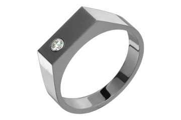 1/20 Carat Flat Style Titanium Ring With Diamond