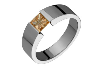 Champagne Illusion Cut Tension Titanium Ring