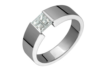 Tension Set Illusion Cut Cubic Zirconia Titanium Ring