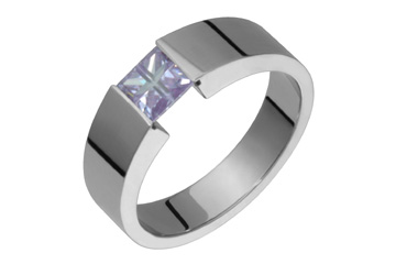 Illusion Cut Lavender Tension Set Titanium Ring