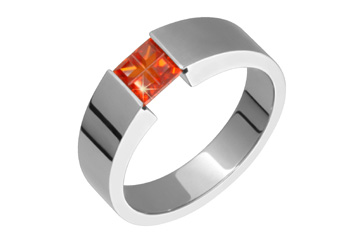 Orange Colored Square Illusion Tension Titanium Ring