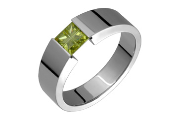 Vibrant Green Illusion Cut Peridot Tension Titanium Ring