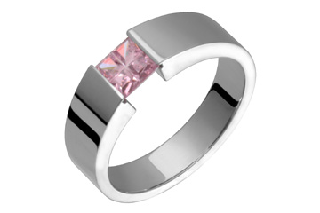 Square Illusion Pink Tourmaline & Titanium Ring