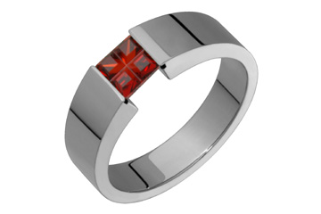 Innovative Square Illusion Ruby & Titanium Tension Set Ring