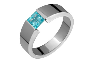 Blue Sky Illusion Tension Set Titanium Ring