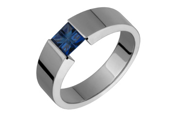 Tension Set Deep Blue Illusion Sapphire & Titanium Ring