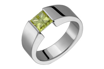 Illusion Peridot & Titanium Tension Set Ring