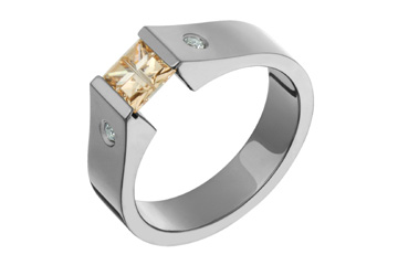 Titanium Tension Champagne Illusion Cut & Diamond Ring