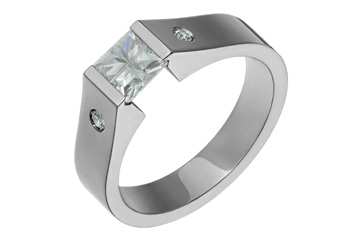 1/25 Carat Illusion and Diamond Tension Set Titanium Ring