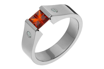 Titanium Tension Orange Illusion Cut & Diamond Ring