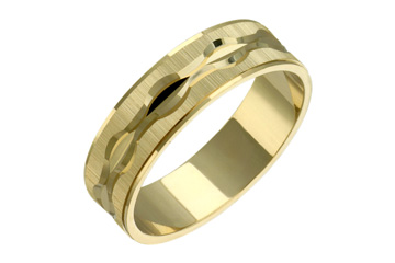 14K Comfort Fit Yellow Gold Machine Designed Wedding Band