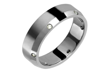3/25 Carat Flat Style Diamond Titanium Ring