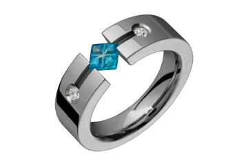 3/50 Diamond & Blue Topaz Illusion Titanium Ring