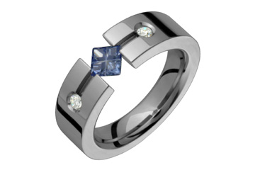 3/50 Carat Diamond & Tanzanite Illusion Titanium Ring