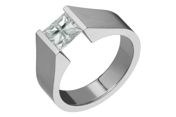 Illusion Cut Cubic Zirconia Titanium Ring