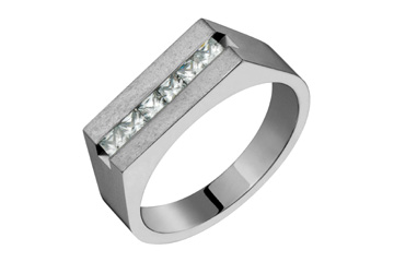 3/5 Carat Flat Princess Cut Diamond Titanium Ring
