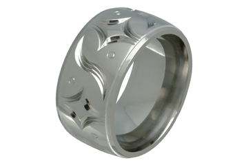 Flat Comfort Fit Carved Titanium Band