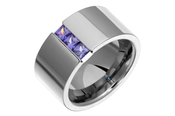 3-Stone Square Tanzanite & Titanium Tension Set Ring